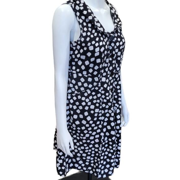 MLLE GABRIELLE Polka Dot Fit & Flare Dress Sz PXL Black White Swing Retro Twee - Picture 8 of 9